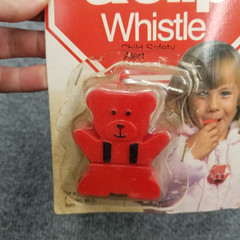 Vintage Zip & Clip Whistle Red Teddy Bear Straco Child Safety Alert 80s 90s