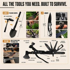 Survival Kit, 250Pcs Gear First Aid Kit with Molle Large, A-Black