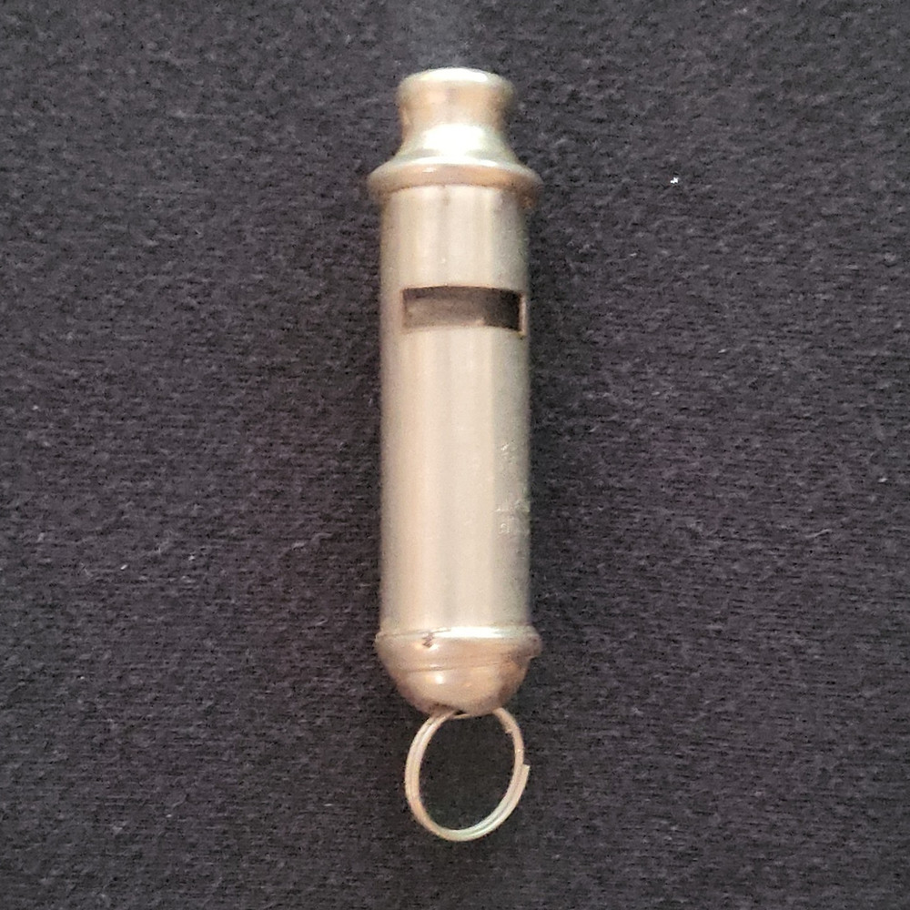 Silver, Worn Safety Metal Whistle with Keyring