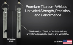 Titanium Whistle with Lanyard Emergency Safety, Titanium Gray, Set of 2, Weather
