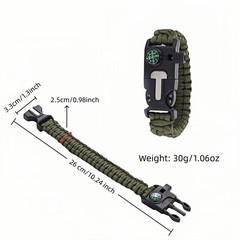 5 in 1 Survival Bracelet-Fire Starter,Loud Whistle,Compass,Paracord Rope & Cu…