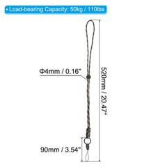 Paracord Lanyard 20.5″ Necklace Keychain Cord Clasp Hook Ring Strap Camo Green