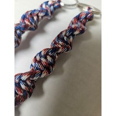 Paracord Keychain DNA Twist Veteran Made Red White Blue