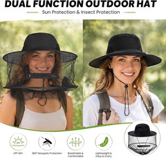 Mosquito Head Net Hat Sun Hat Garden Bug Hat with Hidden Net Mesh for Outdoor…
