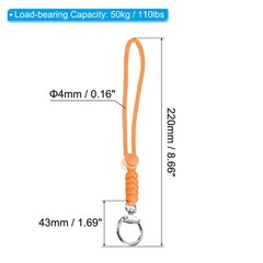 3pcs 9″ Paracord Lanyard with Clasp Wrist Cord Badge Holder Strap, Orange