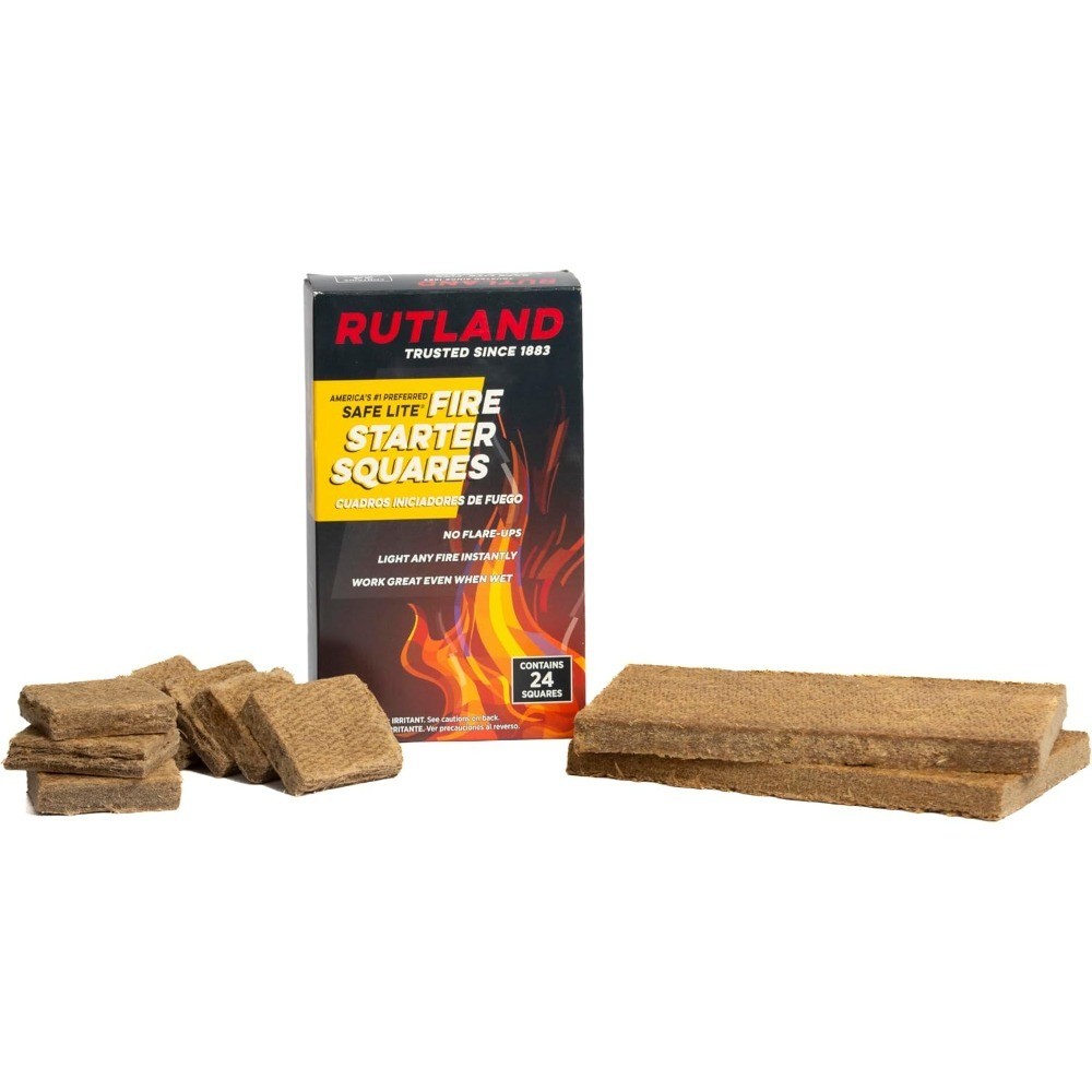 Rutland Safe Lite Fire Starter Squares – Heavy Charcoal Starters for Fireplace,