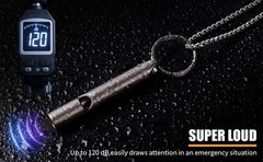 Titanium Emergency Whistle, Gray, 2 Inches Length, 120db Loud Safety Whistle