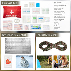 Survival Kit 246Pcs Emergency Gear with First Aid Supplies Tactical Bag Camping