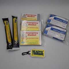 Emergency Survival Lot (8pc) Mylar Blankets 52×84 Chem Light Sticks Glow Hook