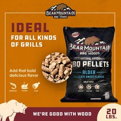 Bear Mountain BBQ 100% Natural Hardwood Alder Sweet Flavor Pellets, 20 Pounds
