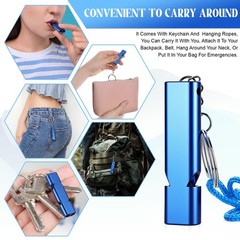 100 Pcs Emergency Whistles Bulk, Aluminum Safety Survival Whistle Keychain wi…