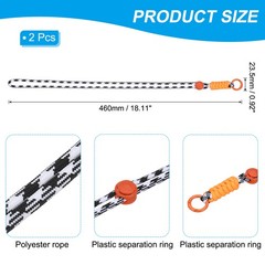 2 Pcs Paracord Lanyard Necklace, Lanyard with Split Ring, Black White & Orange