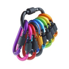 10 Pack Aluminum D Ring Key Rings Hiking Clips Locking Carabiner for Hiking C…