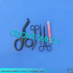 TACTICAL BLACK EMT KIT W/ SHEARS, FORCEPS, PENLIGHTS COMBO PACK- BLACK,ODM-309