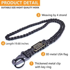 Heavy Duty Paracord Lanyard Keychain with USA Flag,Braided Tactical Lanyards …