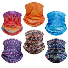 6 Pack Neck Gaiter Elastic Balaclavas Face Small-Large, Multicolored 6
