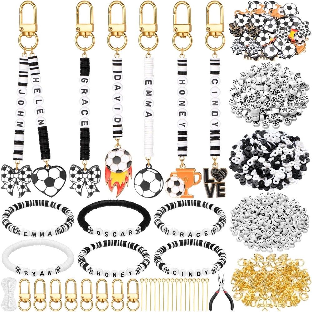 DIY Soccer Keychain Making Kit – 3718 Pcs Adjustable Bracelets & Charms for Spor
