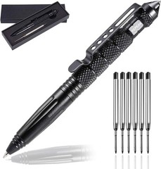 Tactical Pen Black Metal Glass Breaker Self Defense + Refills