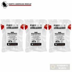 3-PACK NAR Compressed GAUZE 4.5″ x 4.1yds. 6-ply Cotton First Aid 30-0052