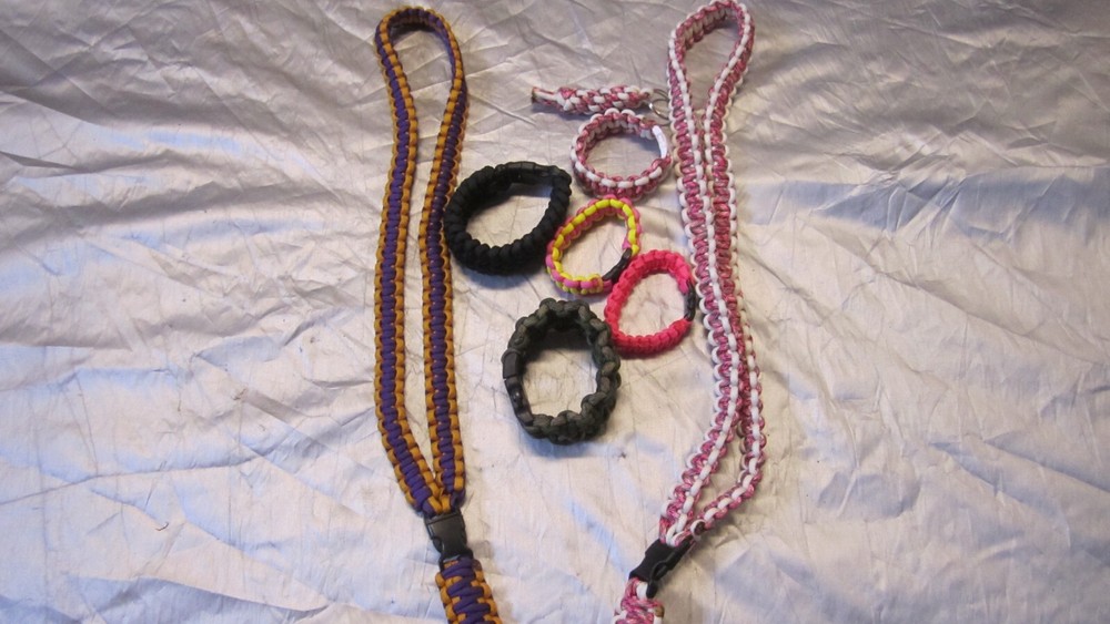 Bulk Lot Paracord 550 cord. Neck Lanyard. Wrist ID strap. key chain. Handmade #1