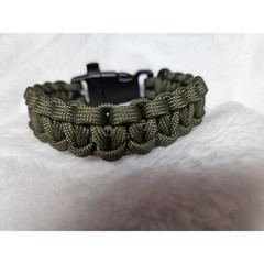 550 paracord olive drab bracelet large 8″ whistle buckle Mil Spec 7 Strand