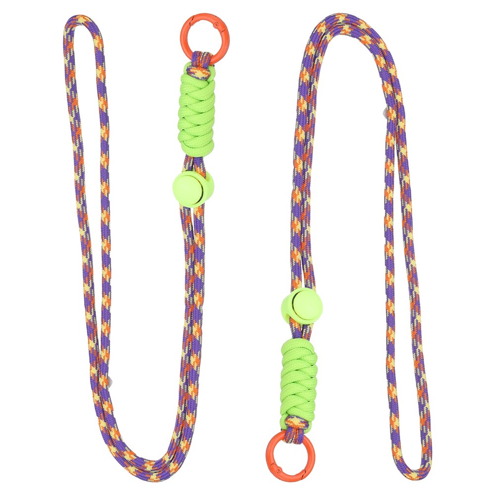 2 Pcs Paracord Lanyard Necklace, Split Ring, Yellow & Purple & Orange & Green