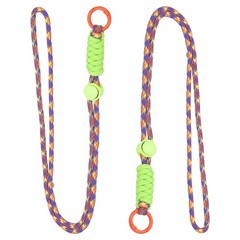 2 Pcs Paracord Lanyard Necklace, Split Ring, Yellow & Purple & Orange & Green