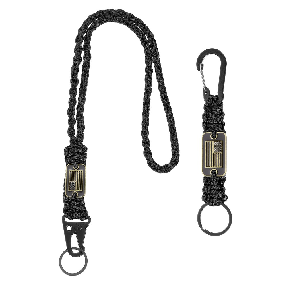 Paracord Keychain Carabiners Clip, 2Pcs& 19.7/6″ & Black