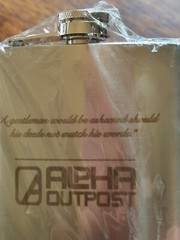 Stainless Steel Flask, Alpha Outpost, 6 ounces, Adult Beverage Pocket Bottle