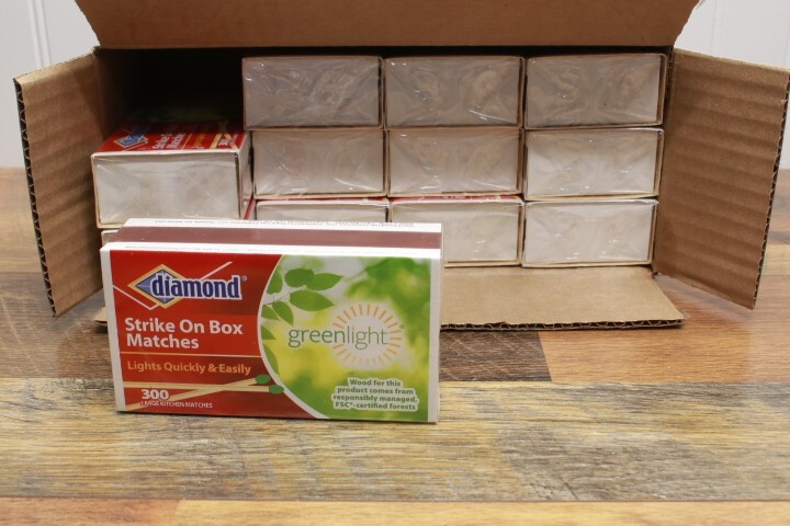Case of 3″ DIAMOND STRIKE ON BOX LARGE WOODEN MATCHES 300ct x 12 = 3600 MATCHES
