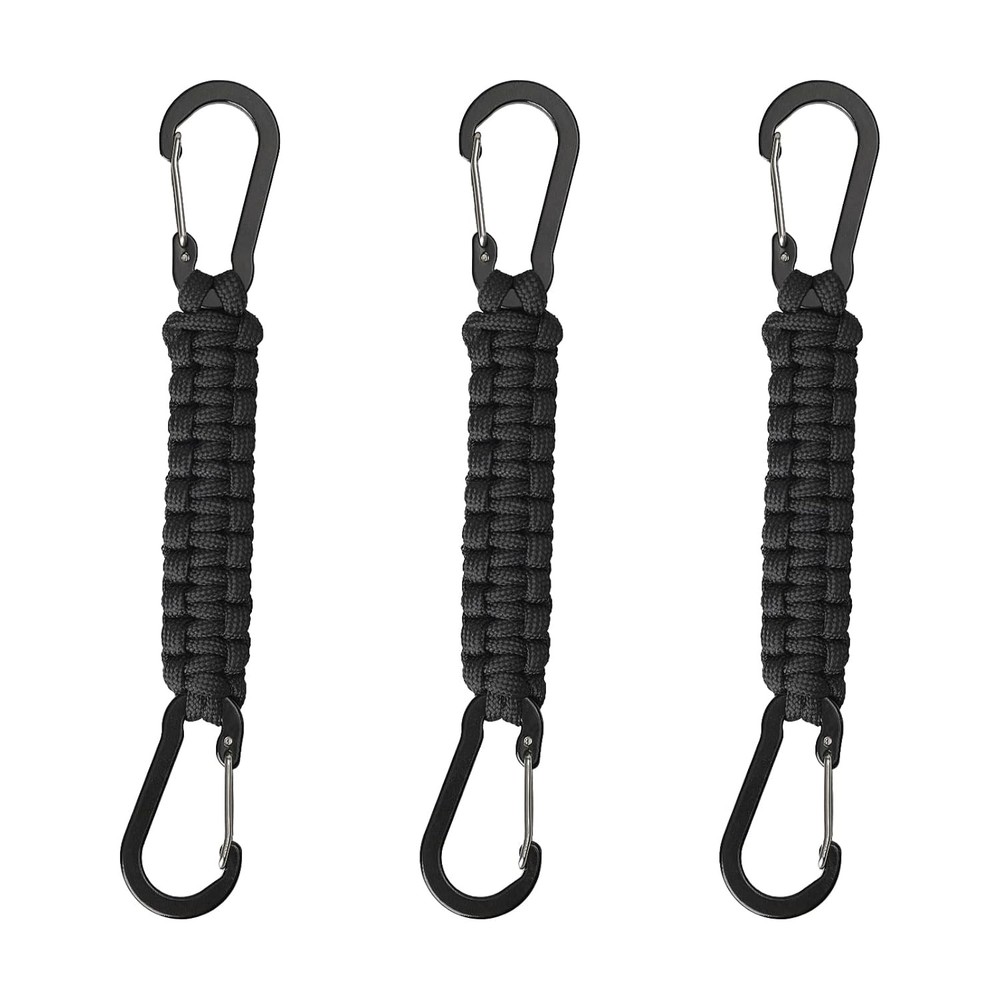Paracord Keychain Carabiner Clips 3 Pack Small D Ring Lanyard Hook Clip