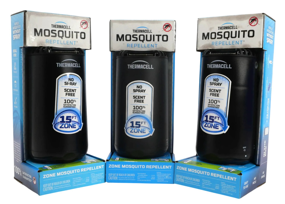 Lot of 3 Thermacell Zone Mosquito Repeller & Fuel Cartridge & 3 Repellent Mats