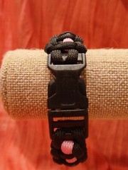 Paracord Cancer Awareness Black Pink Stripe Survival Bracelet Jewelry Statement