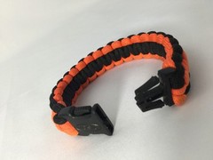 Paracord Survival Bracelet Orange & Black Double Core Cobra Weave 8.75″ Open