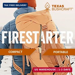 Texas Bushcraft Fire Starter – 3/8″ Thick Ferro Rod with Striker and Paracord