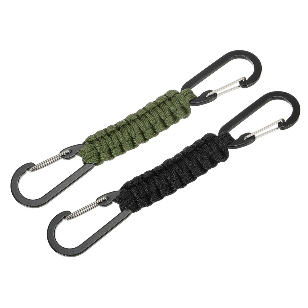 Paracord Keychain Paracord Lanyard Key Chain – (2 Pack, Black/Navy Green)