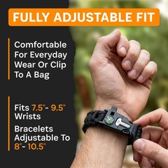 133 SUPPLY Tactical Paracord Compass Hiking Survival Bracelet One Size, Black