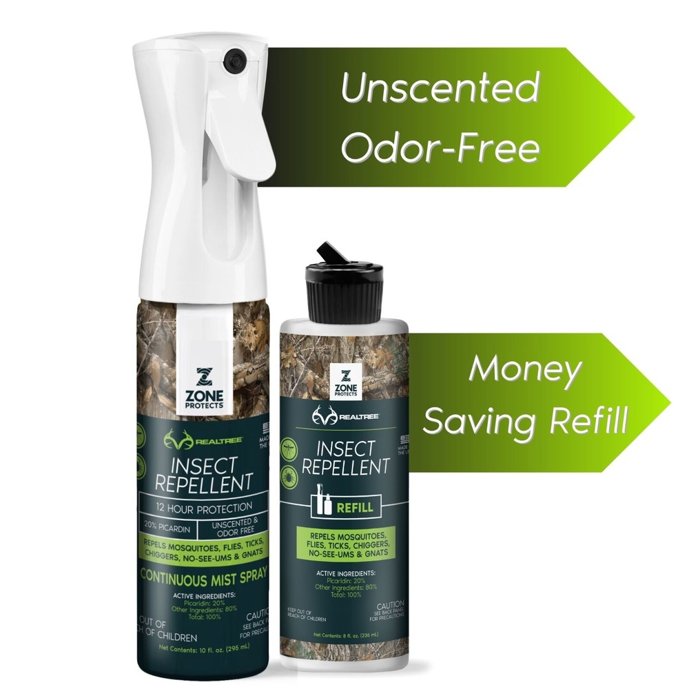 Zone Realtree Invisible Hunter Picaridin Insect Repellent Spray 10oz & 8oz Refil