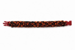 Orange/Black Paracord Bracelet w/ Red Side Release Buckle 8in 1-Pack