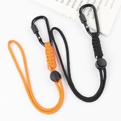 2pcs Paracord Keychain Lanyard with Aluminum Alloy Clip, Small Black+orange