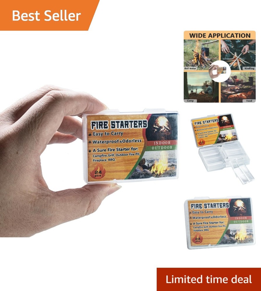 Waterproof & Odorless Fire Starters – 24 Pack for Effortless Indoor/Outdoor Use