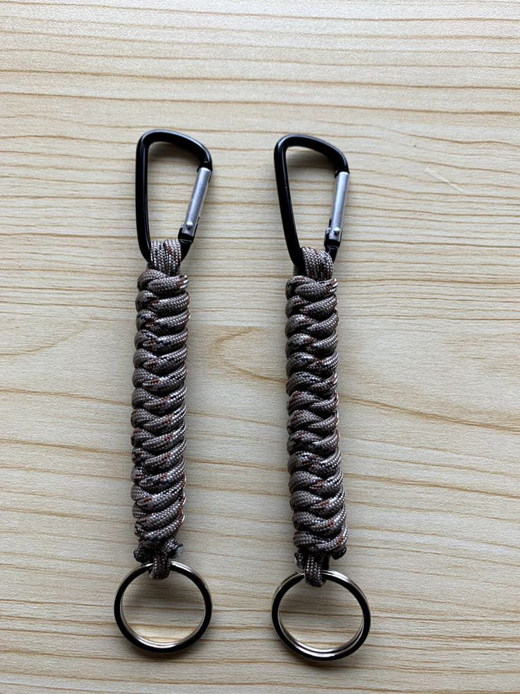 Lot of 2, Survival Paracord Lanyard Keychains w/Carabiner – Dessert Camo