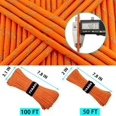 VVAAGG Reflective Paracord Rope 100FT, 7 Strand Nylon para Cord Orange