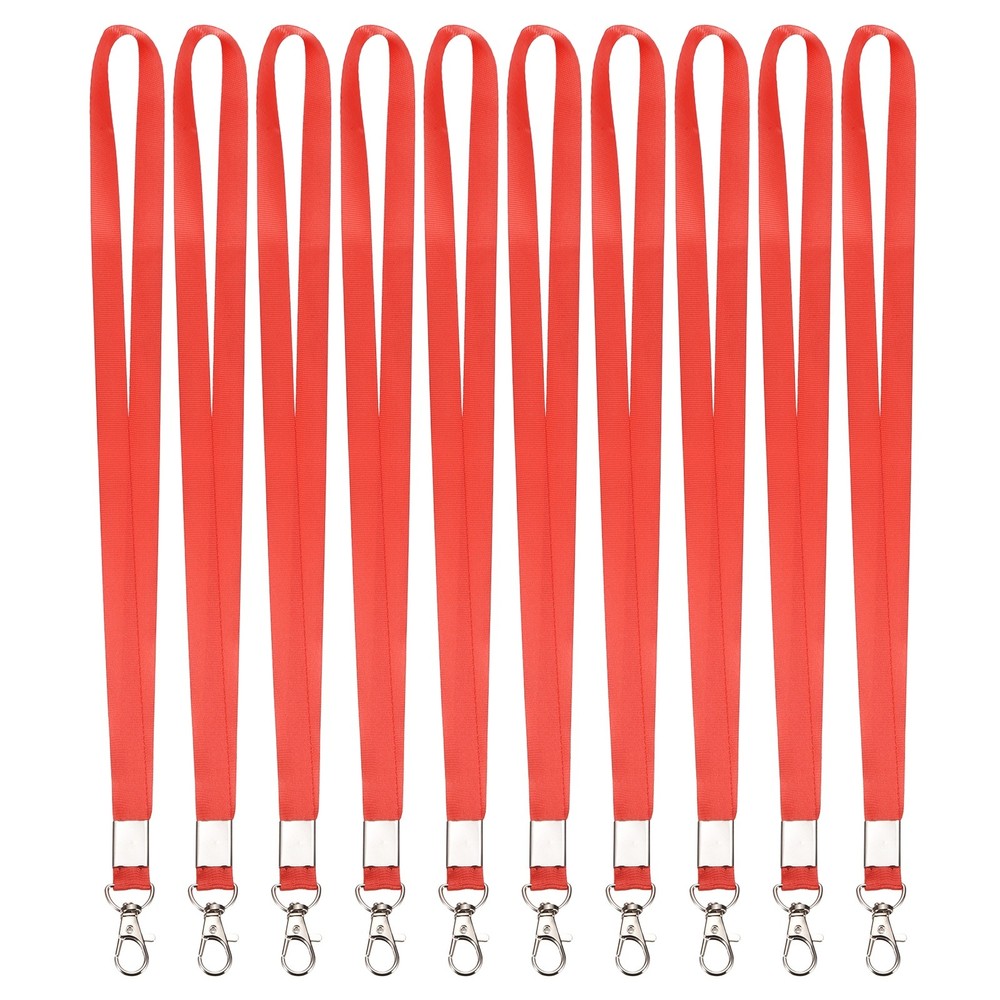 10Pcs 16.9″ Polyester Flat Lanyard with Lobster Clasp for Keys, Red