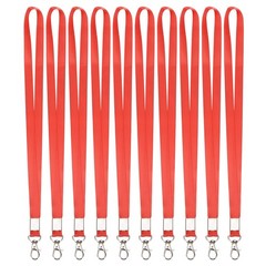 10Pcs 16.9″ Polyester Flat Lanyard with Lobster Clasp for Keys, Red
