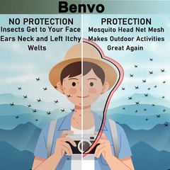 Mosquito Head Net Mesh Face and Neck Protection for Camping Hiking 2 Pack