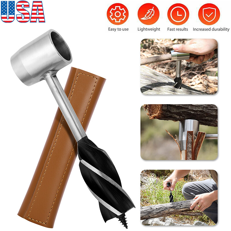 Manual Hand Auger Wrench Outdoor Survival Wood Gear Drill Kit for Bushcraft Tool