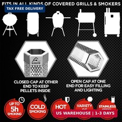 LIZZQ Premium Pellet Smoker Tube 12″ (Set of 2) – 5 Hours of Billowing Smoke, Ho