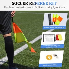 Soccer Referee Kit Flags, Cards, Whistles, Notebook & Storage Bag