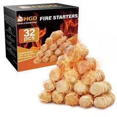 Waterproof Odorless Charcoal Fire Starters 32 Pcs Portable Fire Starter